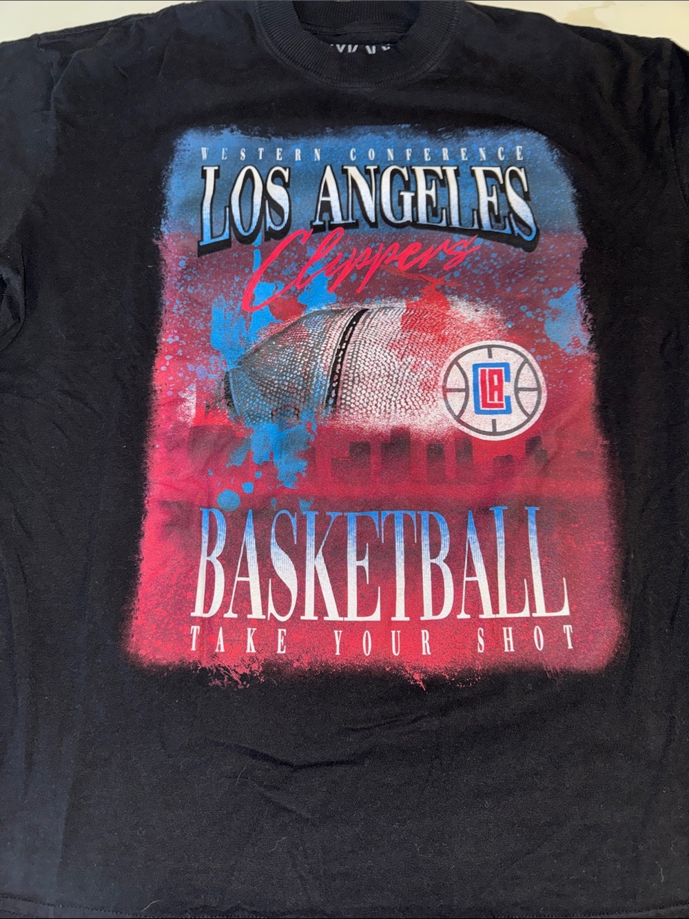 Los Angeles Clippers Basketball Graphic Tee - Black with Red & Blue